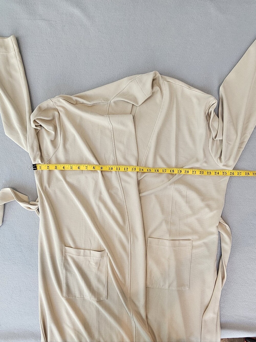 Line & Dot NWOT Women's Size L/XL Cream Waffle-Knit Robe - Picture 5 of 7